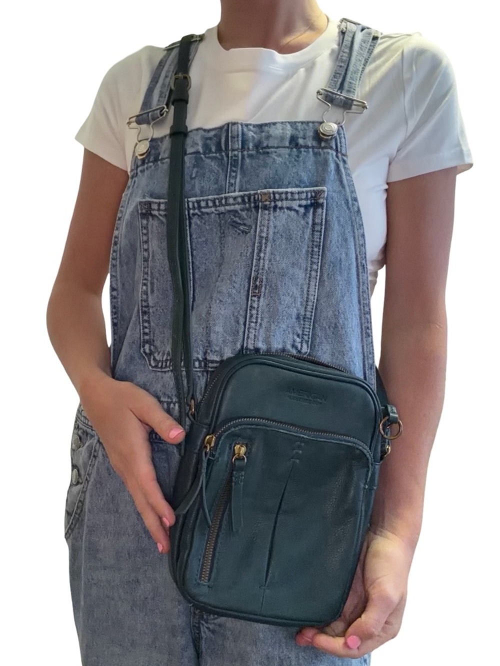 American‎ Leather Co. Teal Crossbody Bag - Picture 2 of 10